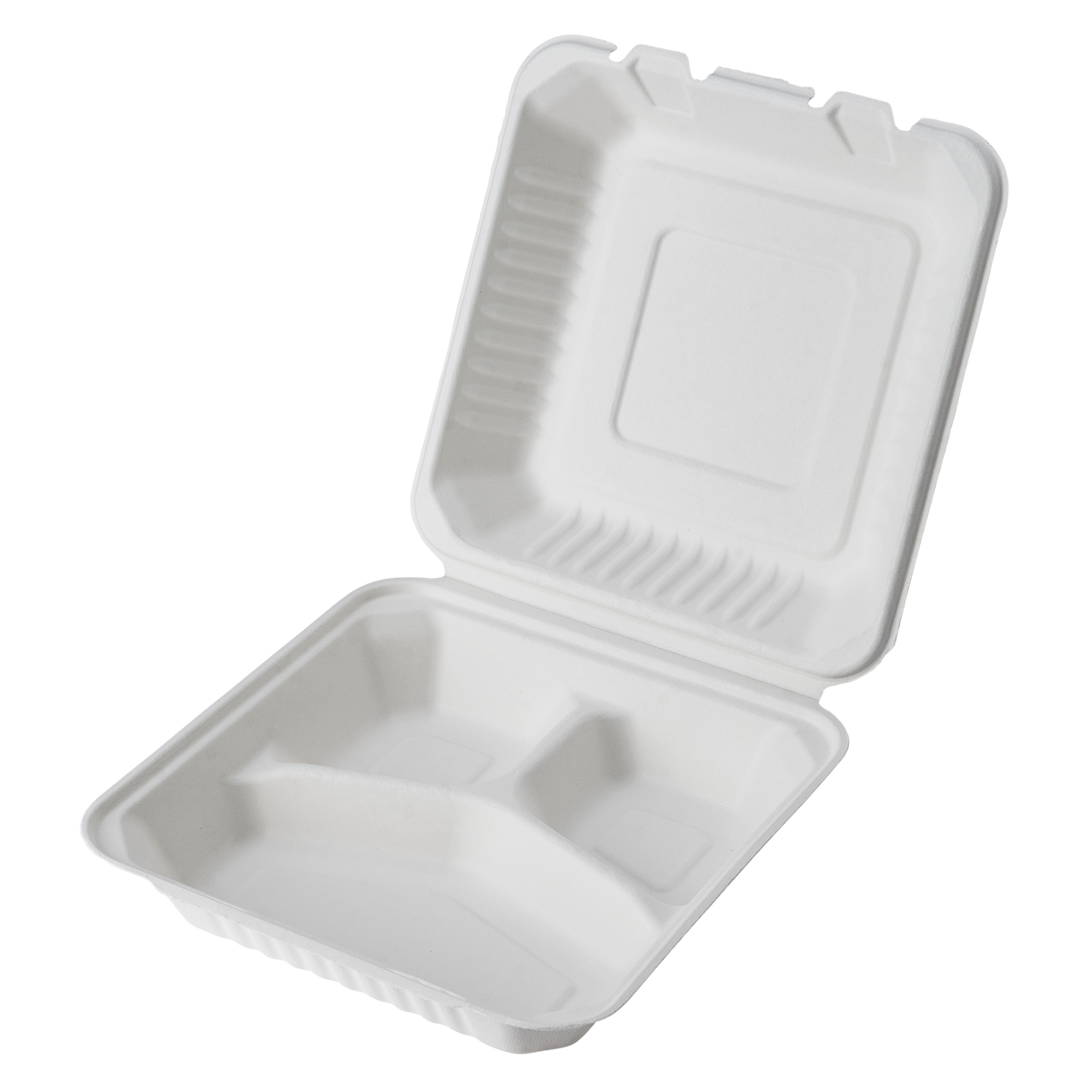 Boardwalk 6 in. x 6 in. x 3.19 in. White Bagasse Food Containers,  Hinged-Lid, 1-Compartment 125-Sleeve, 4-Sleeves/Carton BWKHINGEWF1CM6 - The  Home Depot