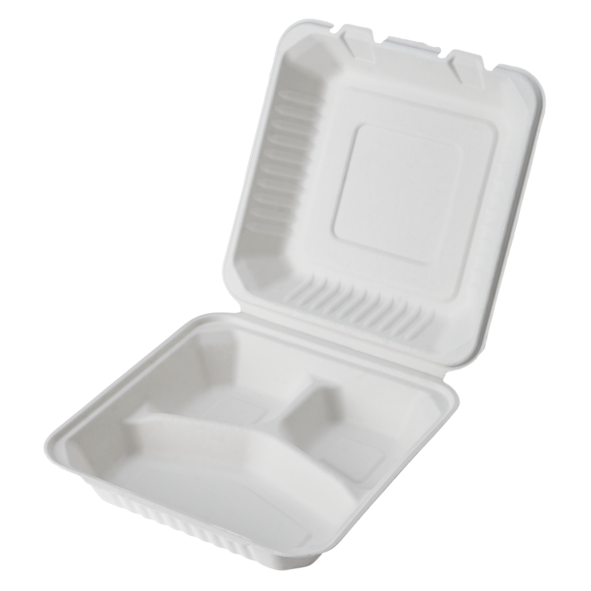 Solo HC9CSC2050 Bare Eco-Forward Bagasse Hinged Lid Takeout Containers, 3  Compartment, 9.6 x 9.4 x 3.2, Ivory - 200 / Case