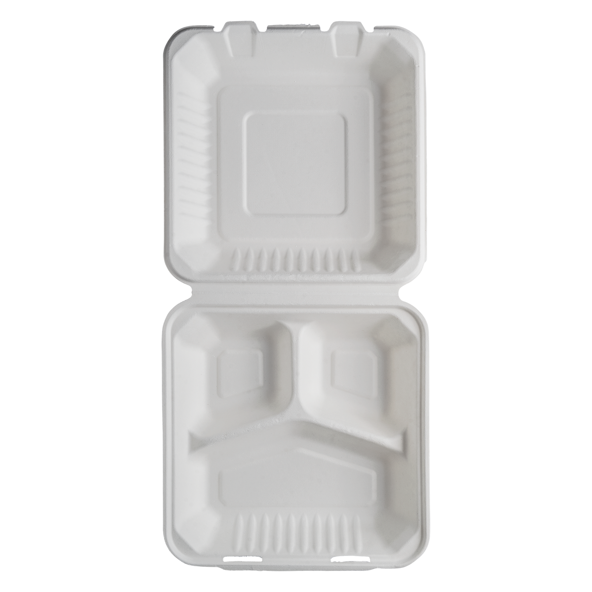 Solo HC9CSC2050 Bare Eco-Forward Bagasse Hinged Lid Takeout Containers, 3  Compartment, 9.6 x 9.4 x 3.2, Ivory - 200 / Case